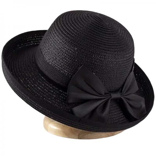 wholesale 2489 - Summer Hats LC5 - Black<br>
Raffia with Ribbon  - One Size Fits Most