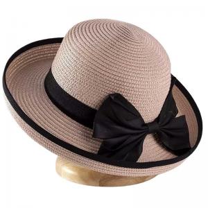Wholesale 2489 - Summer Hats LC5 - Pink<br>
Raffia with Ribbon  - One Size Fits Most