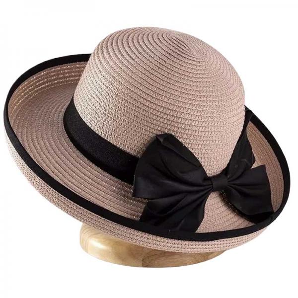 wholesale 2489 - Summer Hats LC5 - Pink<br>
Raffia with Ribbon  - One Size Fits Most