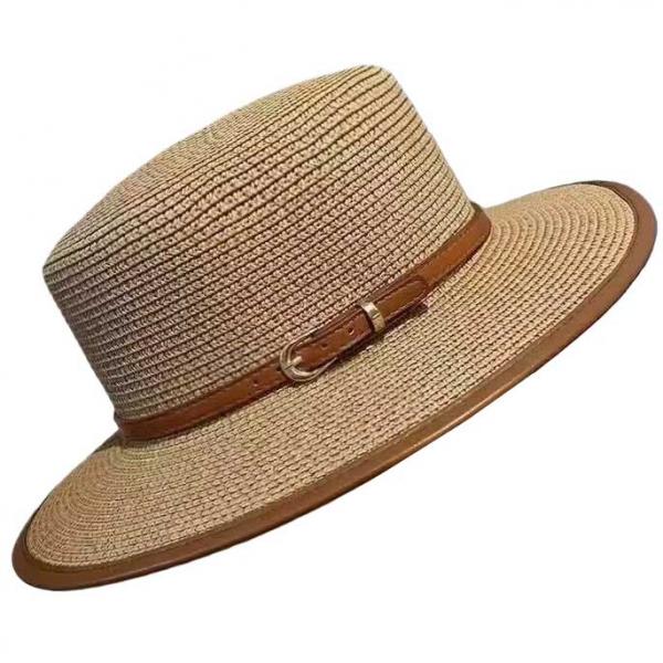 wholesale 2489 - Summer Hats LC6 - Khaki<br>
Raffia Flat Top  - One Size Fits Most
