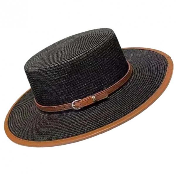 wholesale 2489 - Summer Hats LC6 - Black<br>
Raffia Flat Top  - One Size Fits Most