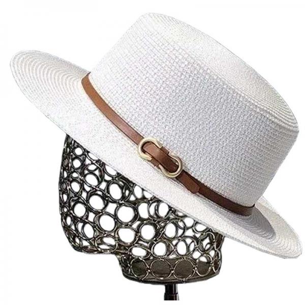 wholesale 2489 - Summer Hats LC7 - White<br>
Raffia Fedora  - One Size Fits Most