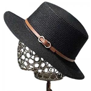 Wholesale 2489 - Summer Hats LC7 - Black<br>
Raffia Fedora  - One Size Fits Most
