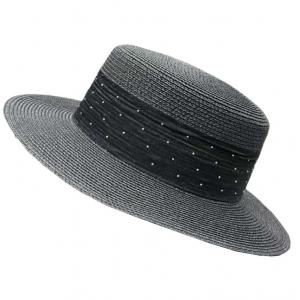 Wholesale 2489 - Summer Hats LC8 - Black<br>
Raffia Flat Top - One Size Fits Most