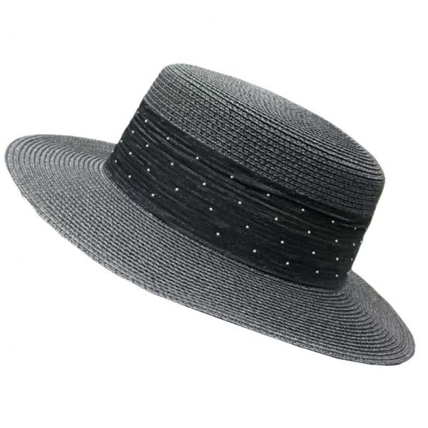 wholesale 2489 - Summer Hats LC8 - Black<br>
Raffia Flat Top - One Size Fits Most