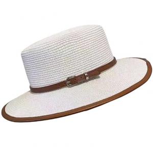 Wholesale 2489 - Summer Hats LC6 - White<br>
Raffia Flat Top  - One Size Fits Most