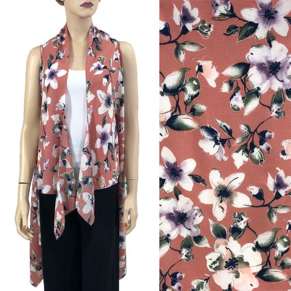 2502 Crepe Vests (Style 2) SV1315 Flower Print Pink - Crepe Vests (Style 2) - 