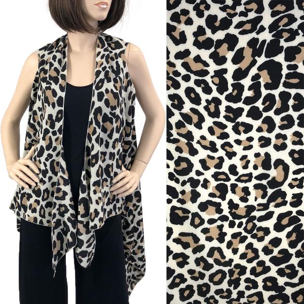 Wholesale 2502 Crepe Vests (Style 2) SV1316 Leopard Print White - Crepe Vests (Style 2) - 