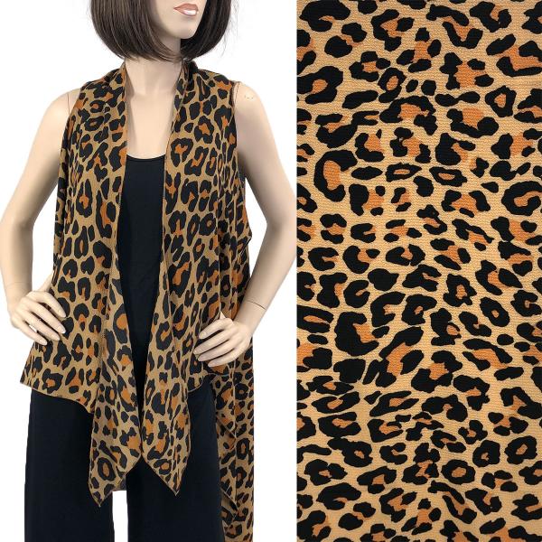 2502 Crepe Vests (Style 2) SV1316 Leopard Print Gold - Crepe Vests (Style 2) - 
