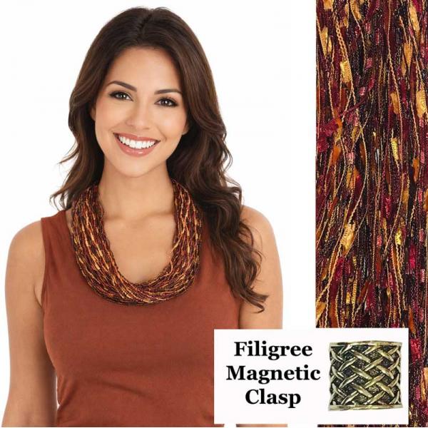 wholesale 2503 - Magnetic Confetti Thread Necklace Earthtone w/ Filigree Magnet - 