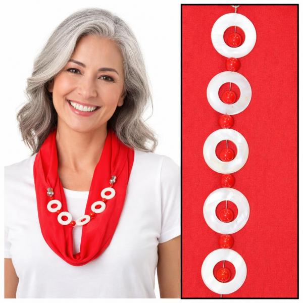 wholesale 2508 - Silky Jewelry Infinity Scarves 8011 - Solid Red Jewelry Infinity Silky Dress Scarves - 