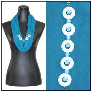 2508 - Jewelry Infinity Scarves 8011 - Solid Teal Jewelry Infinity Silky Dress Scarves - 