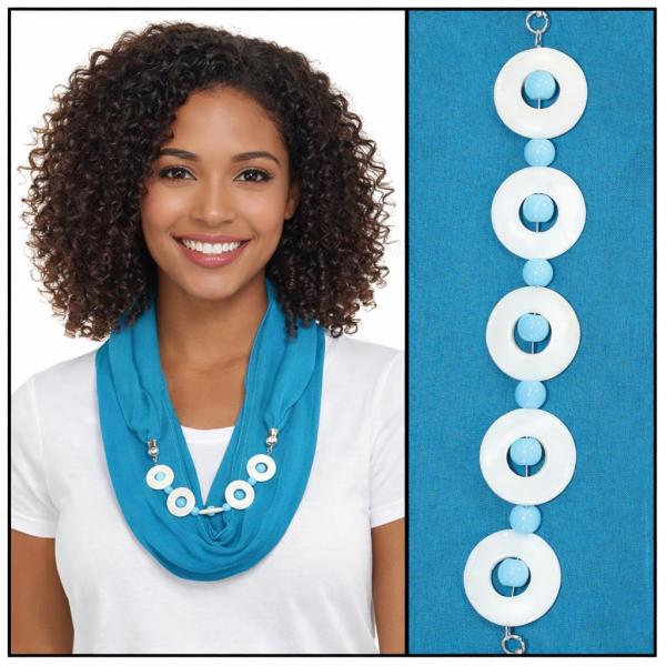 wholesale 2508 - Silky Jewelry Infinity Scarves 8011 - Solid Teal Jewelry Infinity Silky Dress Scarves - 