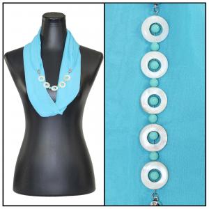 2508 - Jewelry Infinity Scarves 8011 - Solid Sky Blue Jewelry Infinity Silky Dress Scarves - 