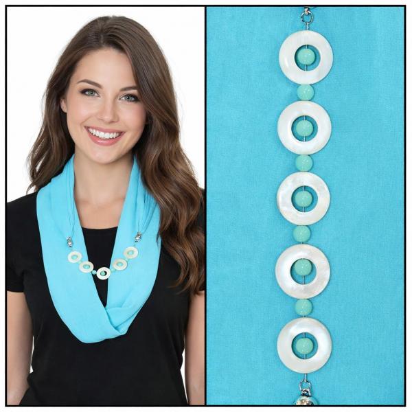 wholesale 2508 - Silky Jewelry Infinity Scarves 8011 - Solid Sky Blue Jewelry Infinity Silky Dress Scarves - 