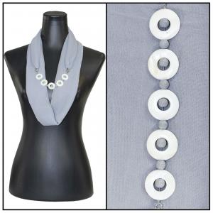 2508 - Jewelry Infinity Scarves 8011 - Solid Grey Jewelry Infinity Silky Dress Scarves - 