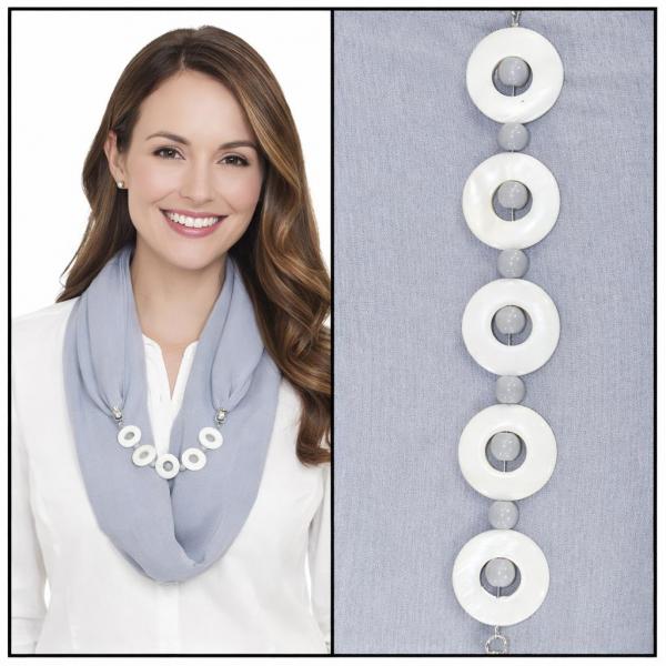 wholesale 2508 - Silky Jewelry Infinity Scarves 8011 - Solid Grey Jewelry Infinity Silky Dress Scarves - 