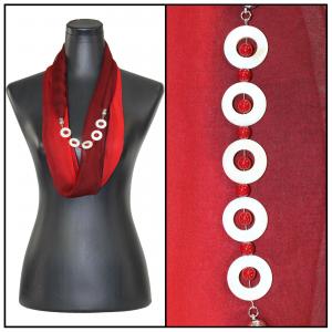 2508 - Jewelry Infinity Scarves 8011 - Tri-Color - Black-Maroon-Red Jewelry Infinity Silky Dress Scarves - 