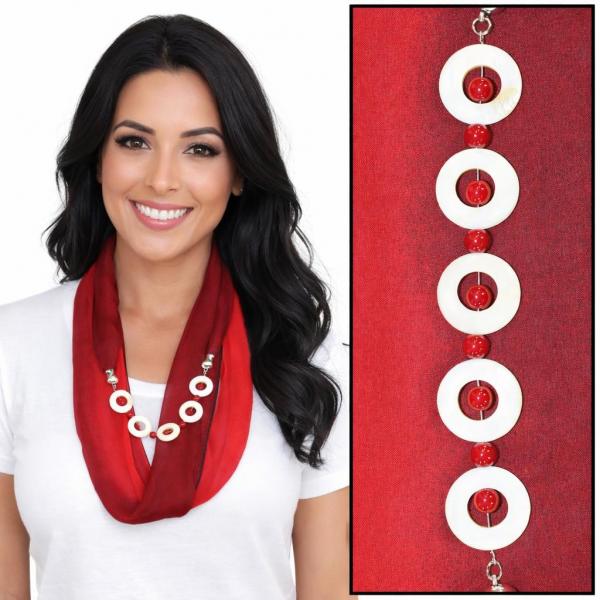 wholesale 2508 - Silky Jewelry Infinity Scarves 8011 - Tri-Color - Black-Maroon-Red Jewelry Infinity Silky Dress Scarves - 