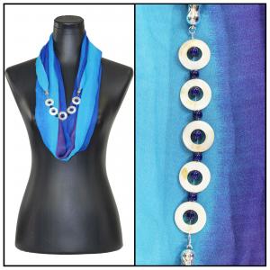 2508 - Jewelry Infinity Scarves 8011 - Tri-Color - Royal-Turquoise-Purple Jewelry Infinity Silky Dress Scarves - 
