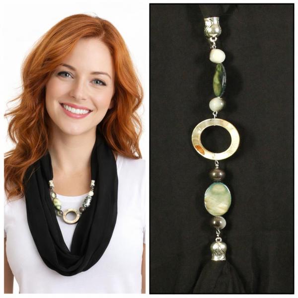 wholesale 2508 - Silky Jewelry Infinity Scarves 8079 - Solid Black (MB) - 