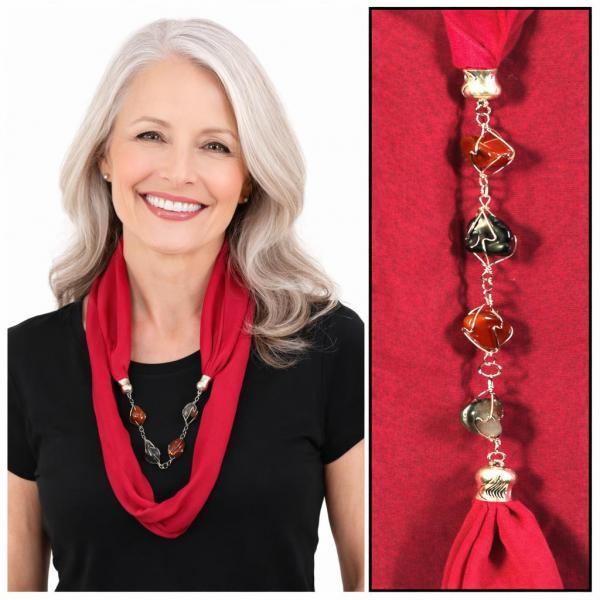 wholesale 2508 - Silky Jewelry Infinity Scarves 8074 - Solid Magenta Jewelry Infinity Silky Dress Scarves - 