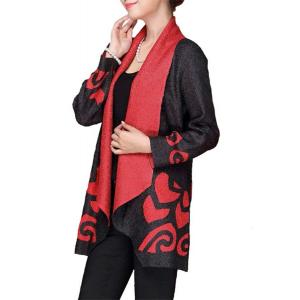 2513 - Modern Abstract Cardigan  Red and Black - 