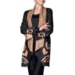 2513 - Modern Abstract Cardigan  Beige and Black - 