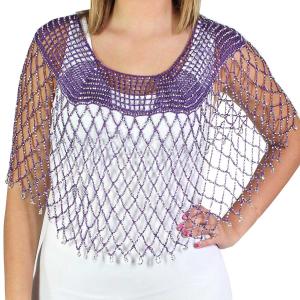 2414 - Shanghai Beaded Ponchos #004 Purple w/ Silver Beads*** - 
