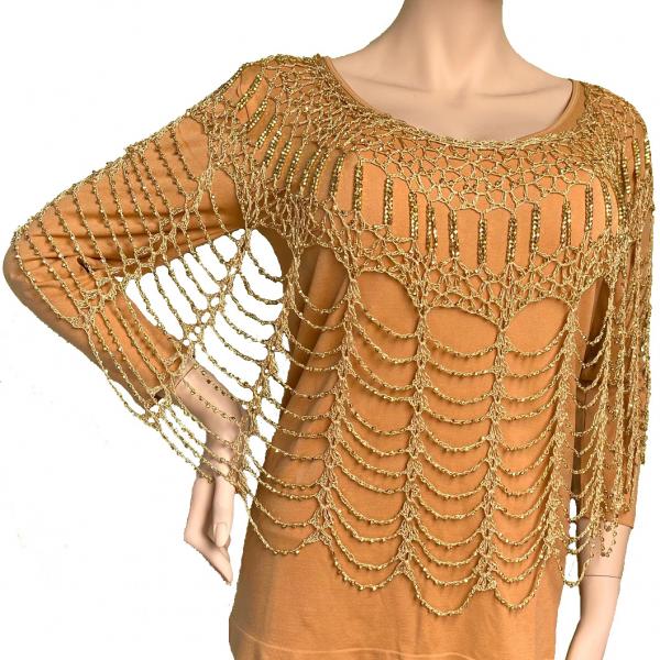 2414 - Shanghai Beaded Evening Ponchos #003 Gold w/ Gold Beads
 - 