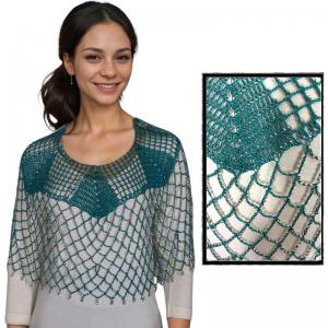 2414 - Shanghai Beaded Ponchos #004 Teal w/ Silver Beads - 