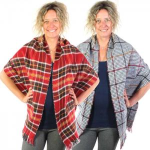 Wholesale C Shawls - Reversible Plaid to Check 14092 Burgundy Shawl - Reversible Plaid to Check 14092 MB W1A11-1/1 - 