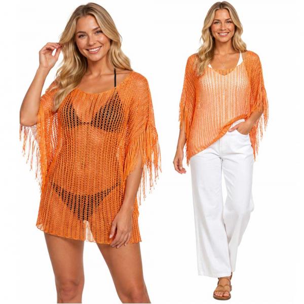 wholesale 2570 - Fishnet Poncho/Swim Suit Cover-ups Orange (#04) - 