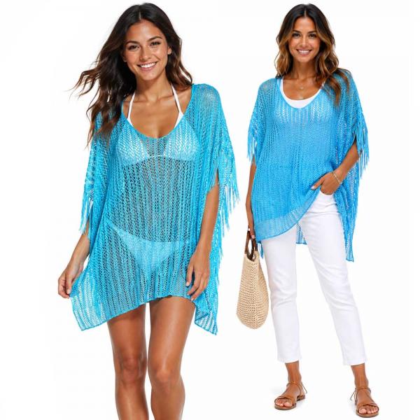 wholesale 2570 - Fishnet Poncho/Swim Suit Cover-ups Turquoise (#05) - 