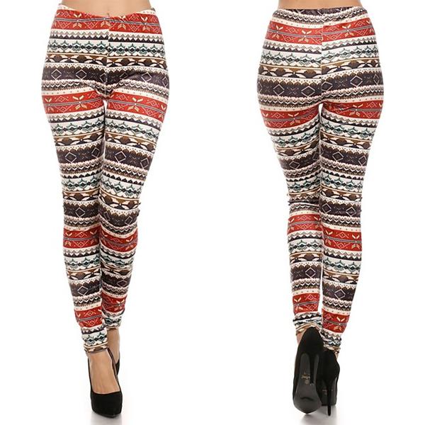 Wholesale 2606 - Velour Leggings - Ankle Length #666 Tribal Print - One Size Fits All