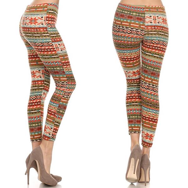 Wholesale 2606 - Velour Leggings - Ankle Length #664 Aztec Print - One Size Fits All