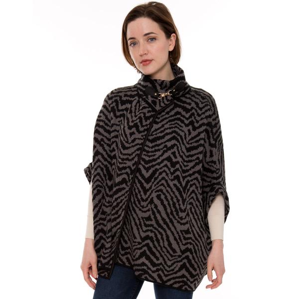 Knitted Cloak - JP511, JP992, & JP1493 JP1493 - Zebra Grey-Black - 
