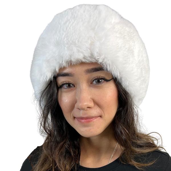 Wholesale LC20013 - Faux Fur Headbands White <br> Faux Rabbit Fur Headband - One Size Fits All