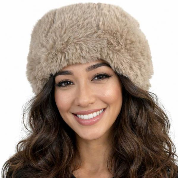 wholesale LC20013 - Faux Fur Headbands Latte  - One Size Fits Most