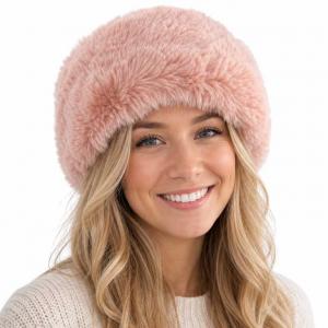 Wholesale LC20013 - Faux Fur Headbands Light Pink  - One Size Fits Most