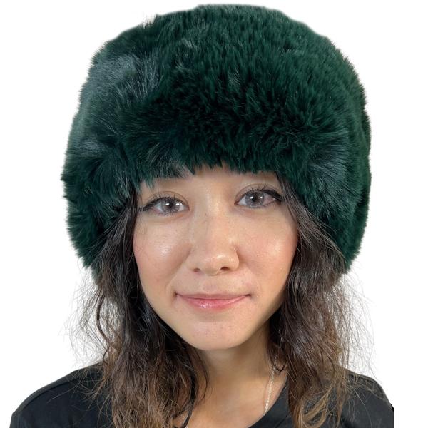 Wholesale LC20013 - Faux Fur Headbands Dark Green <br> Faux Rabbit Fur Headband - One Size Fits Most
