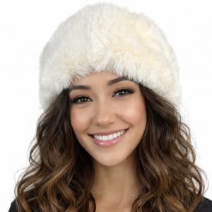 Wholesale LC20013 - Faux Fur Headbands Ivory  - One Size Fits Most