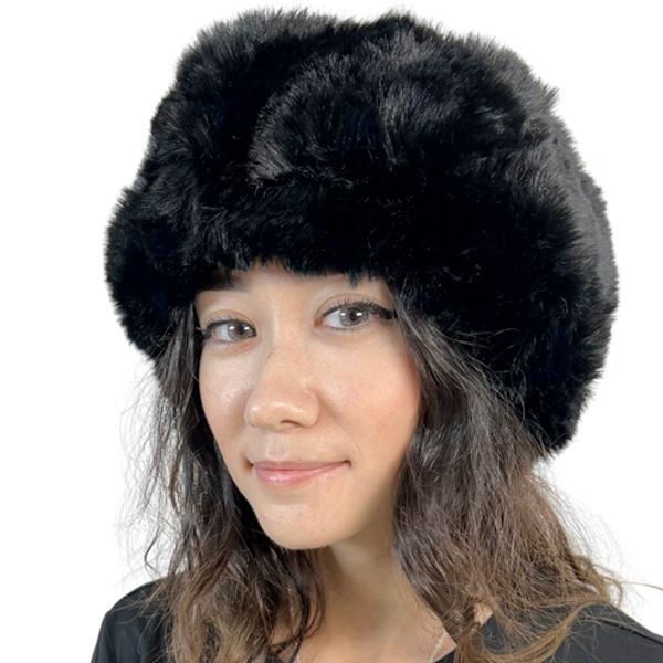Wholesale LC20013 - Faux Fur Headbands Black <br> Faux Rabbit Fur Headband - One Size Fits Most