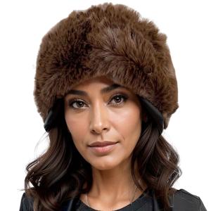 LC20013 - Faux Fur Headbands Dark Brown <br> Faux Rabbit Fur Headband - One Size Fits Most