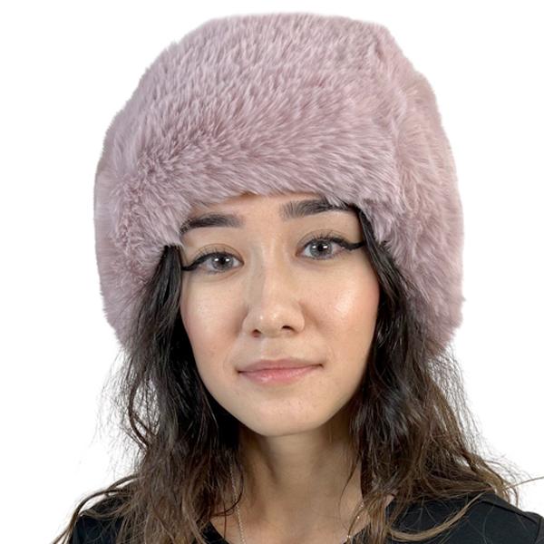 Wholesale LC20013 - Faux Fur Headbands Dusty Pink<br> Faux Rabbit Fur Headband - One Size Fits Most