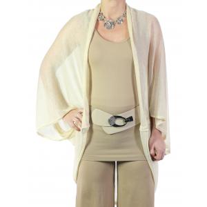 Wholesale  8749 - Beige<br>
Lurex Sheer Cocoon Kimono  - 