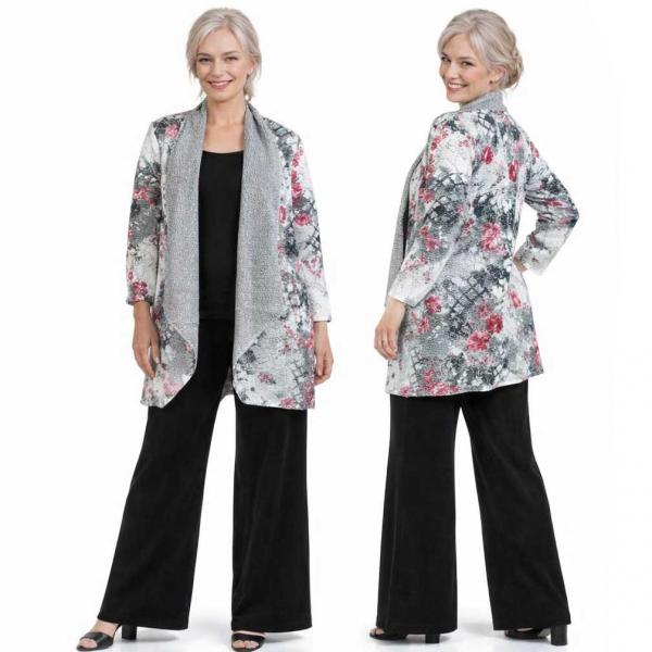Wholesale 2693 - Art Crush Cardigans Prints - Woman Size 9301 - White-Black-Pink Floral<br>
Art Crush Cardigan - 