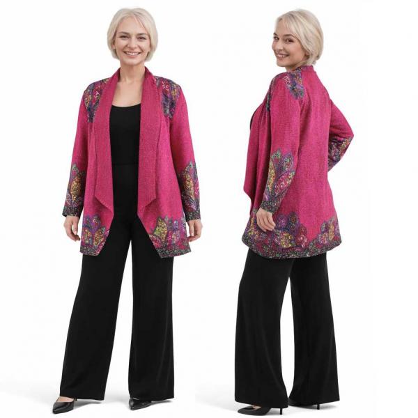 Wholesale 2693 - Art Crush Cardigans Prints - Woman Size #1057 - Magenta Print<br>
Art Crush Cardigan    - 