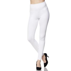 1284 - Leggings (Brushed Fiber Solid Colors) White 5 Inch Waistband - One Size Fits (S-L)