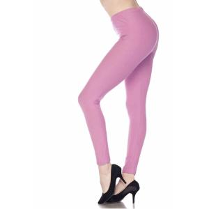 1284 - Leggings (Brushed Fiber Solid Colors) Lavender Purple  Brushed Fiber Leggings  - Ankle Length Solids - Curvy Size Fits (L-2X)